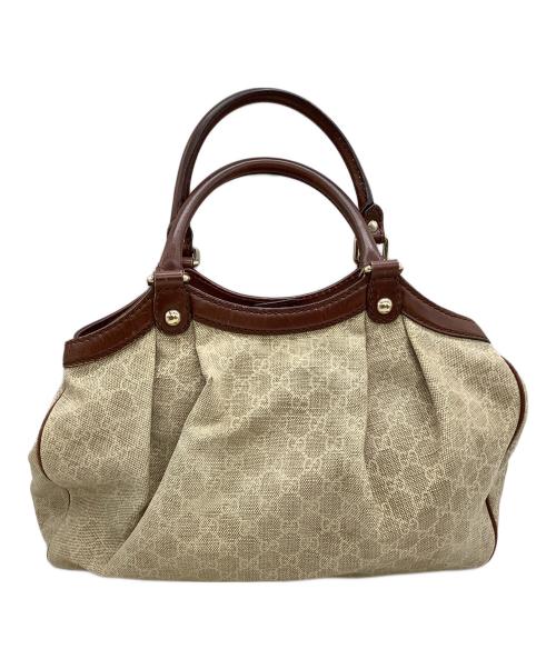 GUCCI（グッチ）GUCCI (グッチ) ハンドバッグ　スーキー　GG柄 ベージュ×ブラウンの古着・服飾アイテム