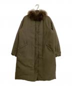 green label relaxingグリーンレーベルリラクシング）の古着「ダウンコート　FM 2WAY ファー ノーステッチ ダウン コート」｜オリーブ