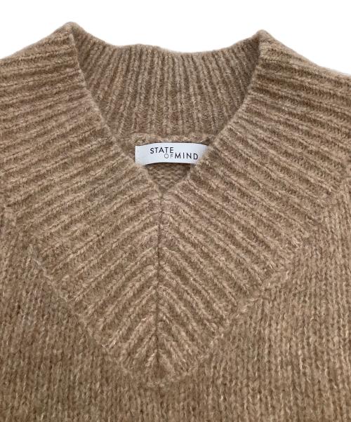 STATE OF MIND（ステートオブマインド）STATE OF MIND (ステートオブマインド) 厚手ニット　yak v neck po ブラウン サイズ:Sの古着・服飾アイテム