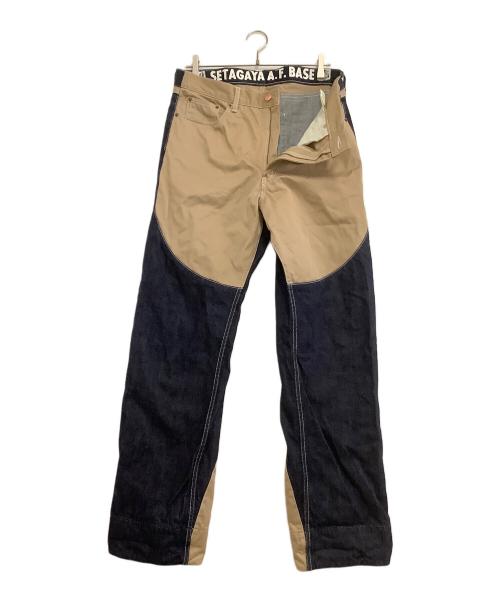 DAYTONA（デイトナ）DAYTONA (デイトナ) 切替デニムパンツ インディゴ×ブラウン サイズ:W36×L33の古着・服飾アイテム