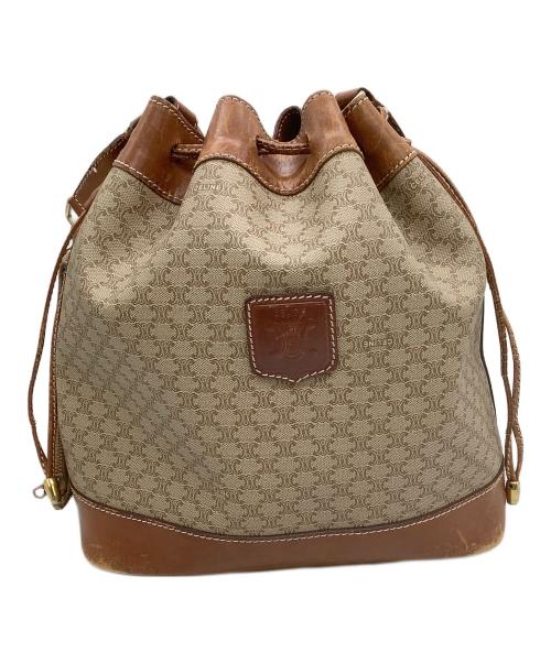 CELINE（セリーヌ）CELINE (セリーヌ) 巾着ショルダーバッグ 	マカダム ブラウンの古着・服飾アイテム