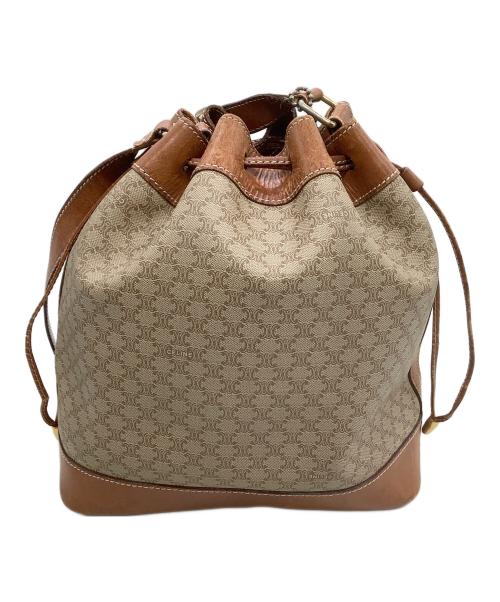 CELINE（セリーヌ）CELINE (セリーヌ) 巾着ショルダーバッグ 	マカダム ブラウンの古着・服飾アイテム