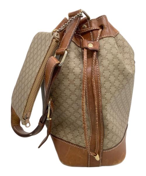 CELINE（セリーヌ）CELINE (セリーヌ) 巾着ショルダーバッグ 	マカダム ブラウンの古着・服飾アイテム