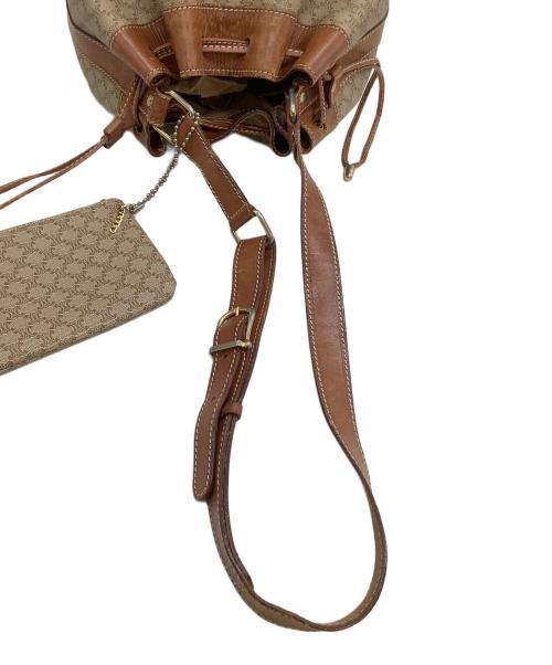 CELINE（セリーヌ）CELINE (セリーヌ) 巾着ショルダーバッグ 	マカダム ブラウンの古着・服飾アイテム