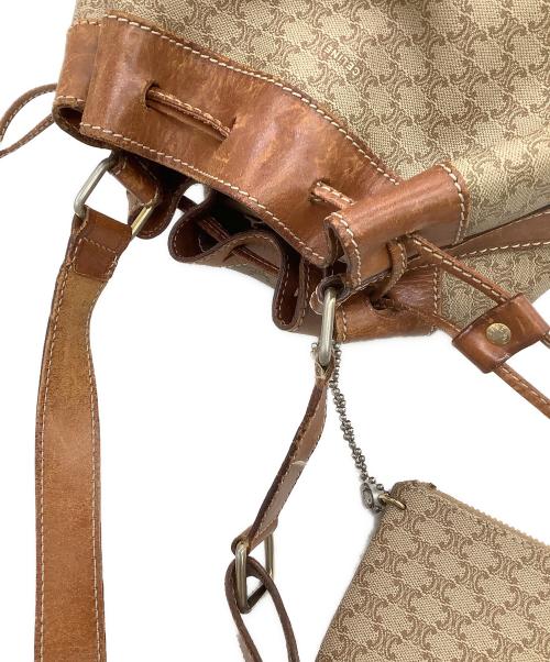 CELINE（セリーヌ）CELINE (セリーヌ) 巾着ショルダーバッグ 	マカダム ブラウンの古着・服飾アイテム