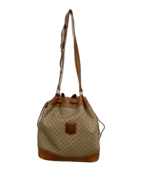 CELINE（セリーヌ）CELINE (セリーヌ) 巾着ショルダーバッグ 	マカダム ブラウンの古着・服飾アイテム