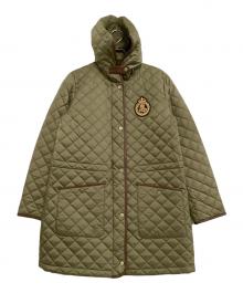 LAUREN RALPH LAUREN（ローレンラルフローレン）の古着「キルティング中綿コート　レザートリム」｜オリーブ
