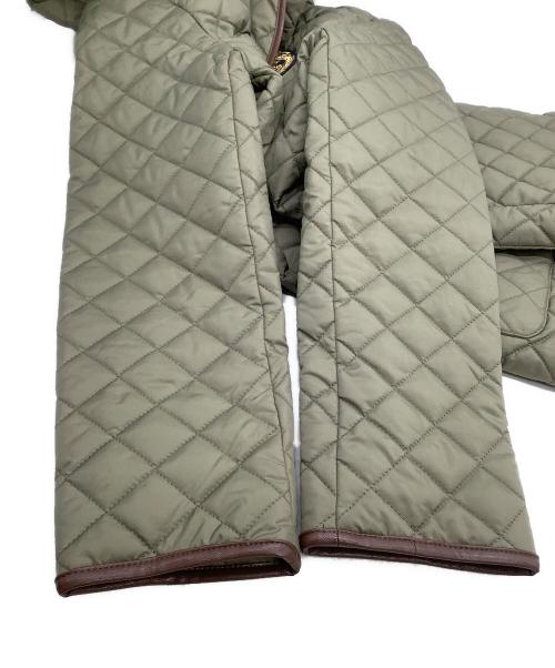 LAUREN RALPH LAUREN（ローレンラルフローレン）LAUREN RALPH LAUREN (ローレンラルフローレン) キルティング中綿コート　レザートリム オリーブ サイズ:Mの古着・服飾アイテム