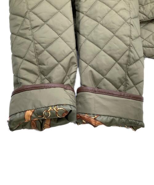 LAUREN RALPH LAUREN（ローレンラルフローレン）LAUREN RALPH LAUREN (ローレンラルフローレン) キルティング中綿コート　レザートリム オリーブ サイズ:Mの古着・服飾アイテム