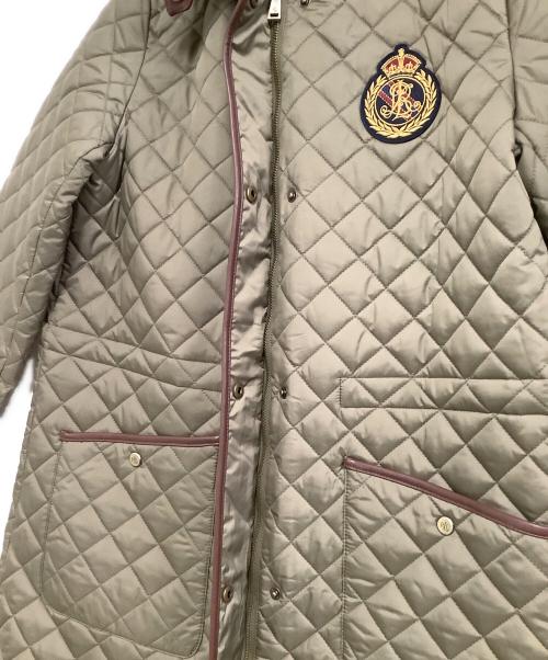 LAUREN RALPH LAUREN（ローレンラルフローレン）LAUREN RALPH LAUREN (ローレンラルフローレン) キルティング中綿コート　レザートリム オリーブ サイズ:Mの古着・服飾アイテム