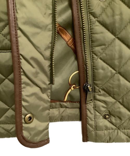 LAUREN RALPH LAUREN（ローレンラルフローレン）LAUREN RALPH LAUREN (ローレンラルフローレン) キルティング中綿コート　レザートリム オリーブ サイズ:Mの古着・服飾アイテム