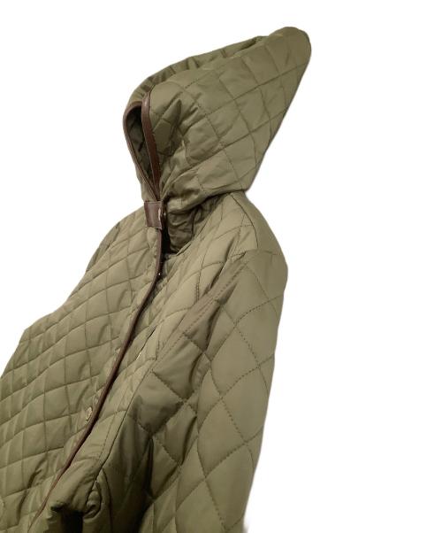 LAUREN RALPH LAUREN（ローレンラルフローレン）LAUREN RALPH LAUREN (ローレンラルフローレン) キルティング中綿コート　レザートリム オリーブ サイズ:Mの古着・服飾アイテム