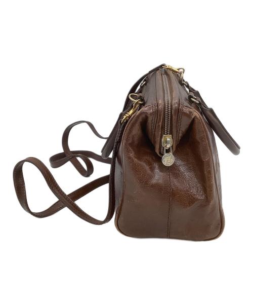 FENDI（フェンディ）FENDI (フェンディ) レザーハンドバッグ ブラウンの古着・服飾アイテム