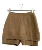 CLANEクラネ）の古着「ニットパンツ　PANTS LAYERED YAK MINISKIRT」｜ベージュ