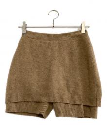 CLANE（クラネ）の古着「ニットパンツ　PANTS LAYERED YAK MINISKIRT」｜ベージュ