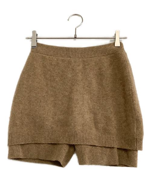 CLANE（クラネ）CLANE (クラネ) ニットパンツ　PANTS LAYERED YAK MINISKIRT ベージュ サイズ:2の古着・服飾アイテム