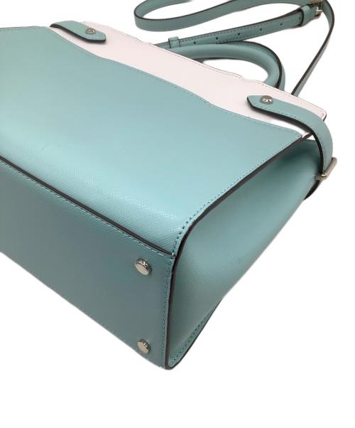 Kate Spade（ケイトスペード）Kate Spade (ケイトスペード) 2WAYショルダーバッグ　ステイシー カラーブロック ミディアム サッチェル スカイブルーの古着・服飾アイテム