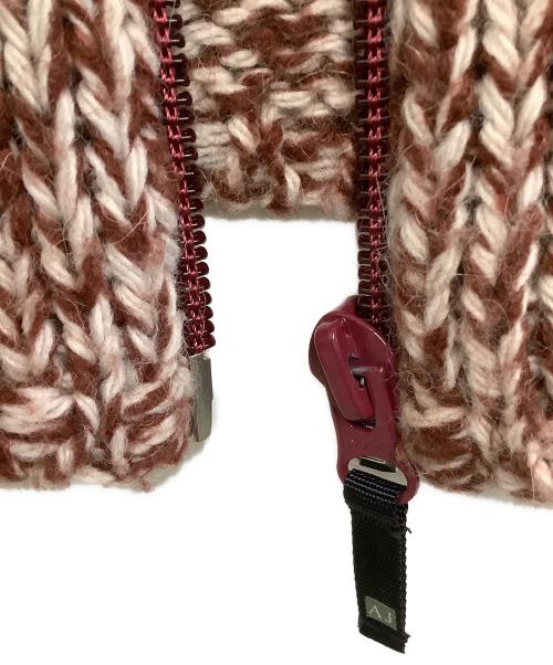 ARMANI JEANS（アルマーニジーンズ）ARMANI JEANS (アルマーニジーンズ) 厚手ニット レッド×ホワイト サイズ:Mの古着・服飾アイテム