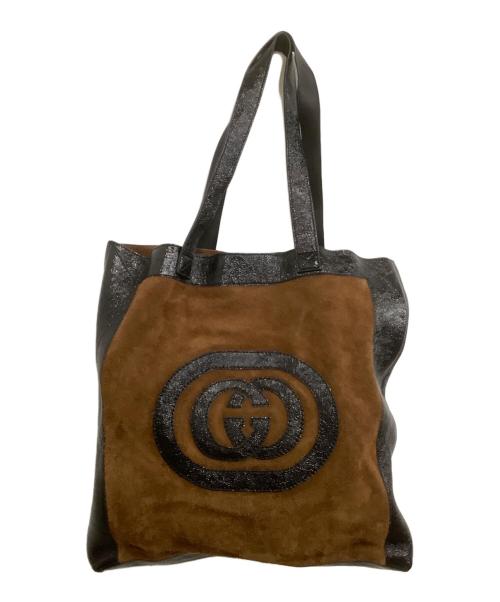 GUCCI（グッチ）GUCCI (グッチ) トートバッグ インターロッキング ブラウン×ブラックの古着・服飾アイテム