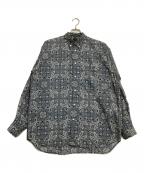 DAIWAダイワ）の古着「長袖シャツ　TECH BUTTON DOWN L/S SHIRT　総柄」｜ブルー×ベージュ