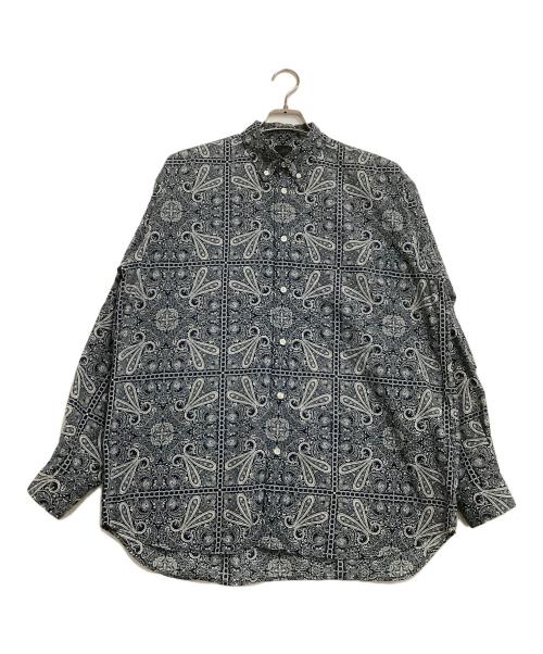 DAIWA（ダイワ）DAIWA (ダイワ) 長袖シャツ　TECH BUTTON DOWN L/S SHIRT　総柄 ブルー×ベージュ サイズ:Mの古着・服飾アイテム