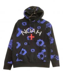 Noah×The Cure（ノア×ザ キュア）の古着「プルオーバーパーカー　Disintegration Hoodie　花柄」｜ブラック×ブルー