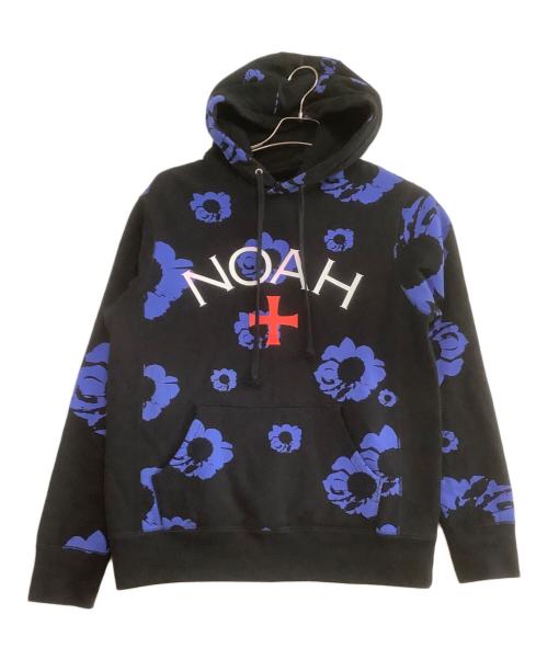 Noah（ノア）Noah (ノア) The Cure (ザ キュア) プルオーバーパーカー　Disintegration Hoodie　花柄 ブラック×ブルー サイズ:Sの古着・服飾アイテム