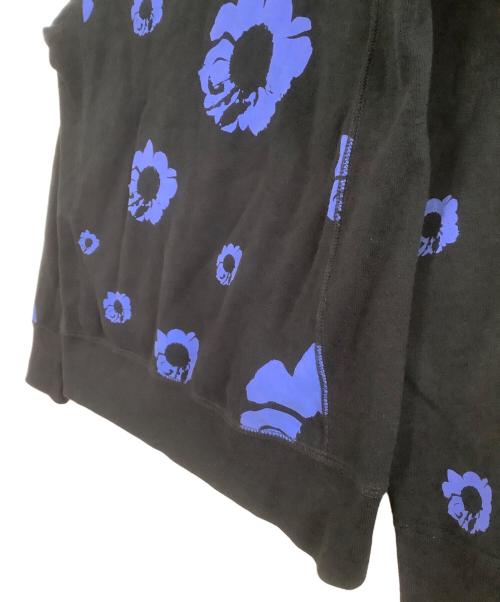 Noah（ノア）Noah (ノア) The Cure (ザ キュア) プルオーバーパーカー　Disintegration Hoodie　花柄 ブラック×ブルー サイズ:Sの古着・服飾アイテム