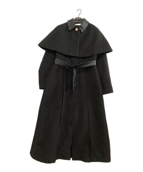 eimy istoire（エイミーイストワール）eimy istoire (エイミーイストワール) ケープコート　	レザースイッチケープセットコート ブラック サイズ:Mの古着・服飾アイテム