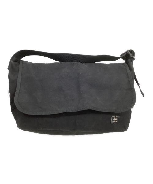 stussy（ステューシー）stussy (ステューシー) PORTER (ポーター) メッセンジャーバッグ ブラックの古着・服飾アイテム