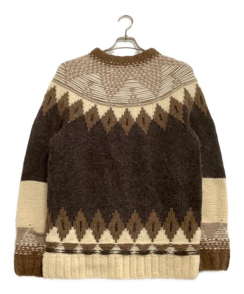 H&M（エイチアンドエム）H&M (エイチアンドエム) Maison Margiela (メゾンマルジェラ) 厚手ニット ブラウン×ベージュ サイズ:Mの古着・服飾アイテム