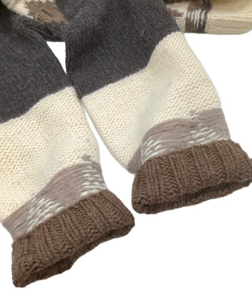 H&M（エイチアンドエム）H&M (エイチアンドエム) Maison Margiela (メゾンマルジェラ) 厚手ニット ブラウン×ベージュ サイズ:Mの古着・服飾アイテム