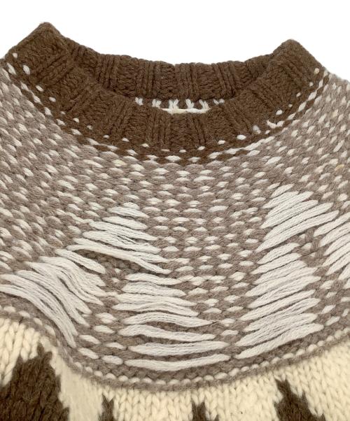 H&M（エイチアンドエム）H&M (エイチアンドエム) Maison Margiela (メゾンマルジェラ) 厚手ニット ブラウン×ベージュ サイズ:Mの古着・服飾アイテム