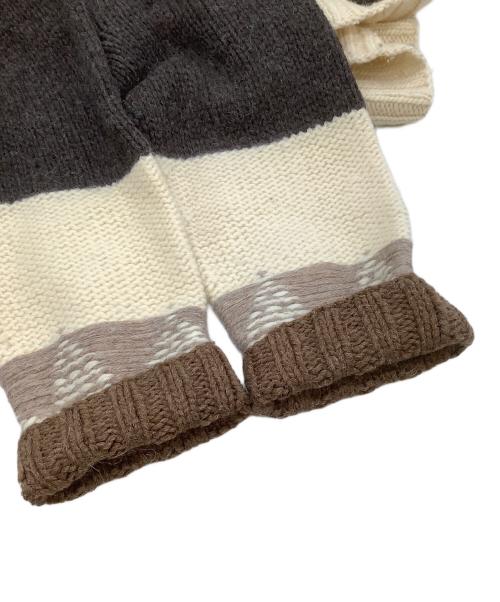 H&M（エイチアンドエム）H&M (エイチアンドエム) Maison Margiela (メゾンマルジェラ) 厚手ニット ブラウン×ベージュ サイズ:Mの古着・服飾アイテム