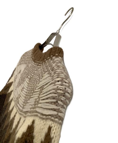 H&M（エイチアンドエム）H&M (エイチアンドエム) Maison Margiela (メゾンマルジェラ) 厚手ニット ブラウン×ベージュ サイズ:Mの古着・服飾アイテム