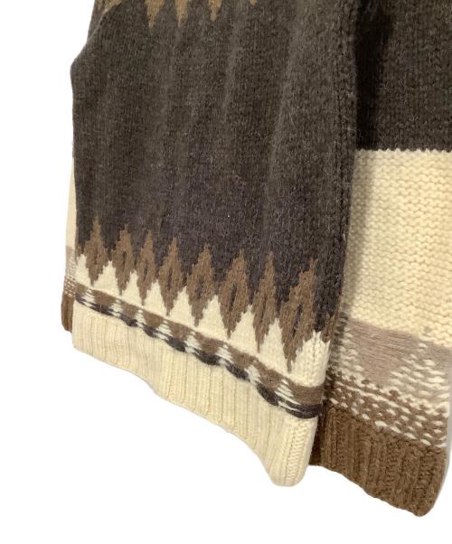 H&M（エイチアンドエム）H&M (エイチアンドエム) Maison Margiela (メゾンマルジェラ) 厚手ニット ブラウン×ベージュ サイズ:Mの古着・服飾アイテム