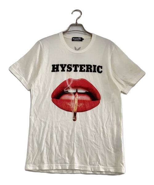 PLAY BOY（プレイボーイ）PLAY BOY (プレイボーイ) Hysteric Glamour (ヒステリックグラマー) 半袖カットソー　LIP TEE ホワイト サイズ:Mの古着・服飾アイテム