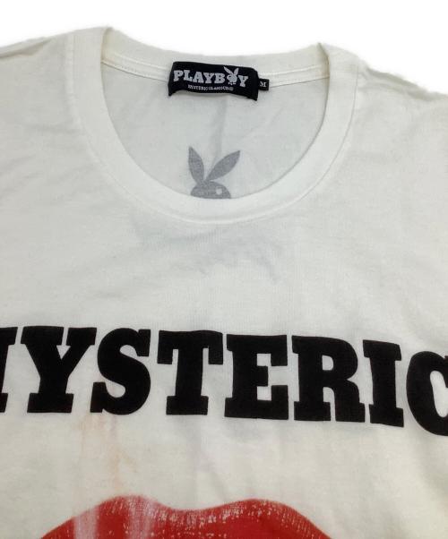 PLAY BOY（プレイボーイ）PLAY BOY (プレイボーイ) Hysteric Glamour (ヒステリックグラマー) 半袖カットソー　LIP TEE ホワイト サイズ:Mの古着・服飾アイテム