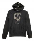 Hysteric Glamourヒステリックグラマー）の古着「プルオーバーパーカー　skull berry hoodie」｜ブラック
