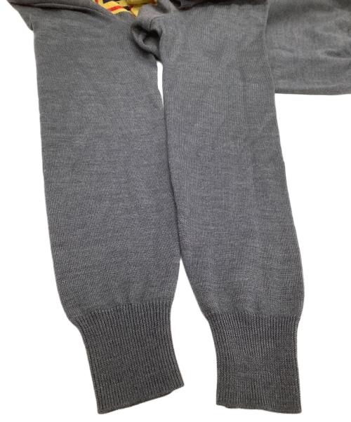 Hysteric Glamour（ヒステリックグラマー）Hysteric Glamour (ヒステリックグラマー) 薄手ニット　FOR YANKEE GIRL グレー×イエロー サイズ:freeの古着・服飾アイテム