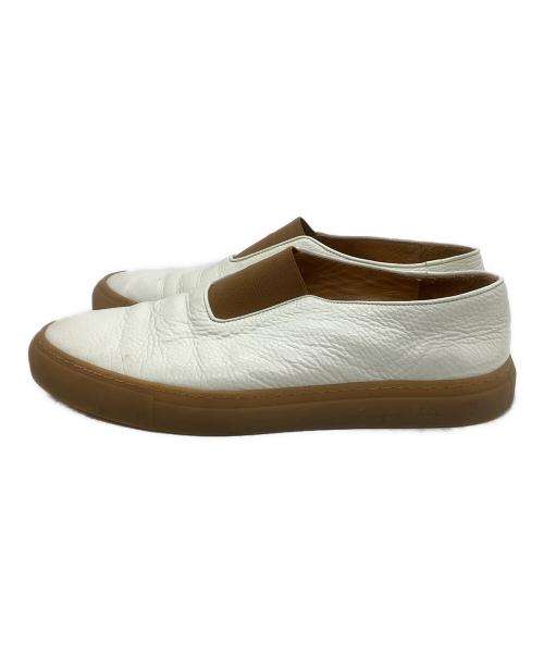 JACQUES SOLOVIERE（ジャック ソロヴィエール）JACQUES SOLOVIERE (ジャック ソロヴィエール) スリッポン ホワイト×ブラウン サイズ:41の古着・服飾アイテム