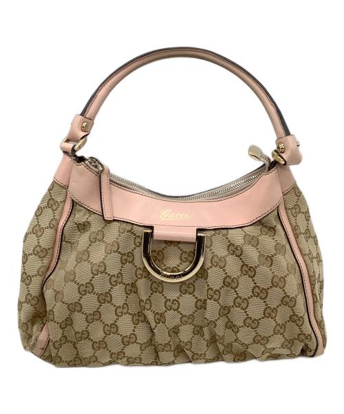 GUCCI（グッチ）GUCCI (グッチ) ワンショルダーバッグ GGキャンバス ピンク×ベージュの古着・服飾アイテム