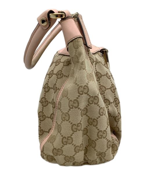 GUCCI（グッチ）GUCCI (グッチ) ワンショルダーバッグ GGキャンバス ピンク×ベージュの古着・服飾アイテム