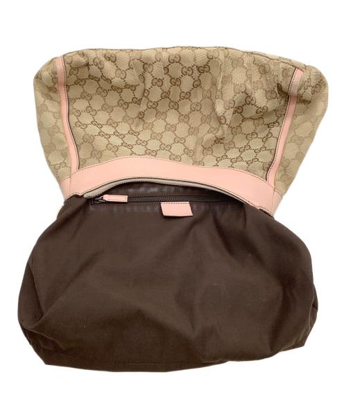 GUCCI（グッチ）GUCCI (グッチ) ワンショルダーバッグ GGキャンバス ピンク×ベージュの古着・服飾アイテム
