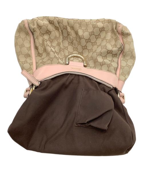 GUCCI（グッチ）GUCCI (グッチ) ワンショルダーバッグ GGキャンバス ピンク×ベージュの古着・服飾アイテム