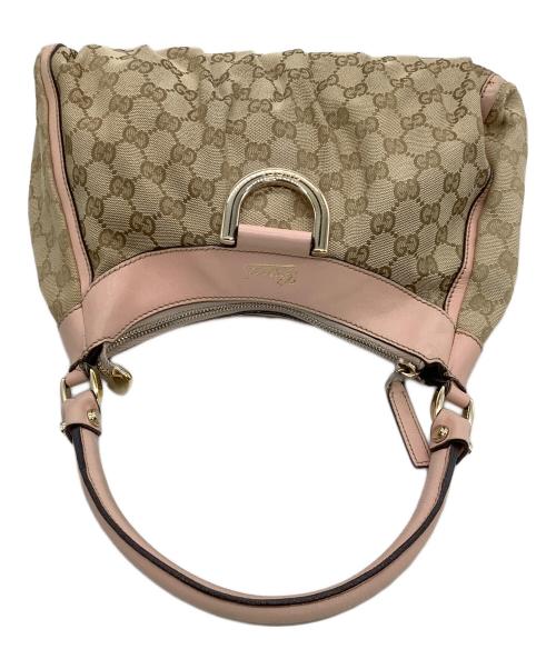 GUCCI（グッチ）GUCCI (グッチ) ワンショルダーバッグ GGキャンバス ピンク×ベージュの古着・服飾アイテム