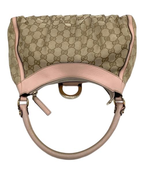 GUCCI（グッチ）GUCCI (グッチ) ワンショルダーバッグ GGキャンバス ピンク×ベージュの古着・服飾アイテム