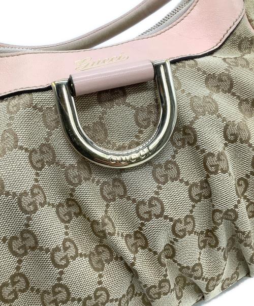 GUCCI（グッチ）GUCCI (グッチ) ワンショルダーバッグ GGキャンバス ピンク×ベージュの古着・服飾アイテム