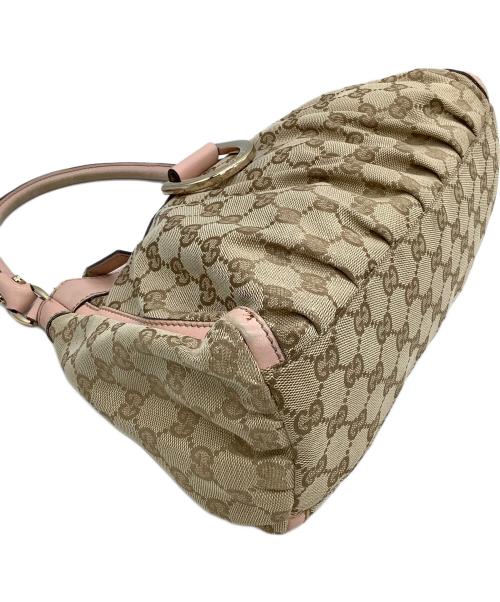 GUCCI（グッチ）GUCCI (グッチ) ワンショルダーバッグ GGキャンバス ピンク×ベージュの古着・服飾アイテム
