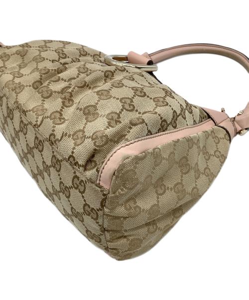 GUCCI（グッチ）GUCCI (グッチ) ワンショルダーバッグ GGキャンバス ピンク×ベージュの古着・服飾アイテム